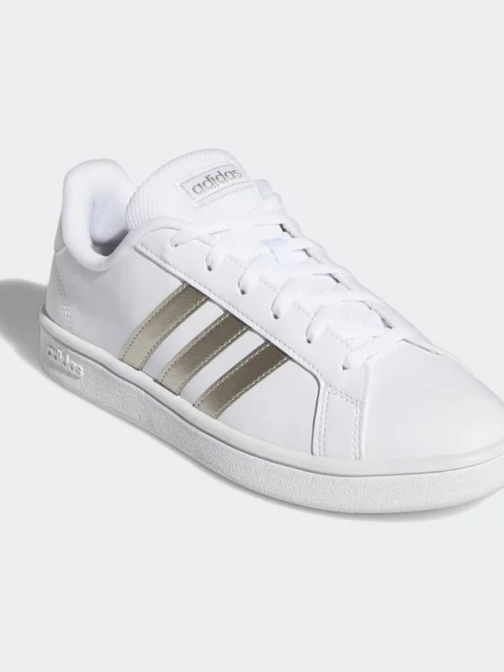 ADIDAS Grand Court Base Women’s Sneakers Size 10 White with Silver 3 Stripe